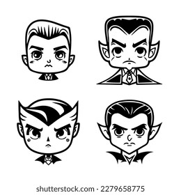 adorable dracula colección de cabezas conjunto ilustración a mano