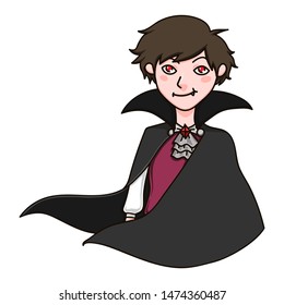Cute Dracula Illustration, Isolated Vector
