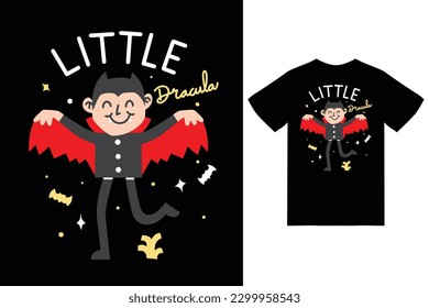 Cute dracula illustration with tshirt design premium vector the Concept of Isolated Technology. Flat Cartoon Style Suitable for Landing Web Pages,T shirt, Flyers, Stickers