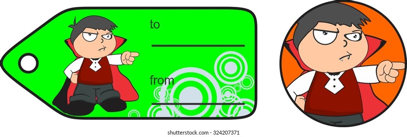 cute dracula kid costume giftcard in vector format very easy to edit