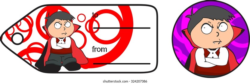 cute dracula kid costume giftcard in vector format very easy to edit