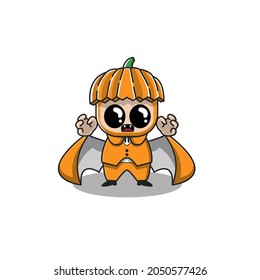 cute dracula pumpkin vector illustration