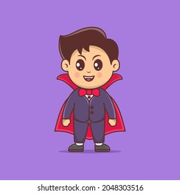 Cute Dracula vampire cartoon halloween character vector illustration