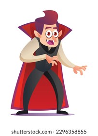 Cute dracula vampire character in cartoon style isolated on white background