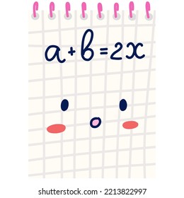 Cute draft notepad with eyes and cheeks in flat style