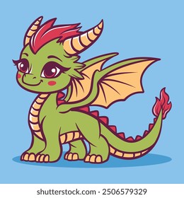 Cute Dragon 2D cartoon character clipart