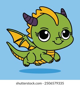 Cute Dragon 2D cartoon character clipart