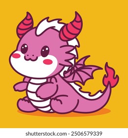 Cute Dragon 2D cartoon character clipart