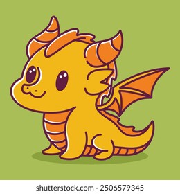 Cute Dragon 2D cartoon character clipart