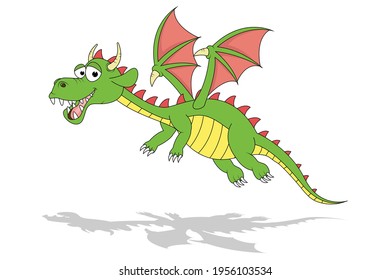 cute dragon animal cartoon, simple vector illustration