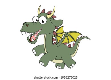 cute dragon animal cartoon, simple vector illustration