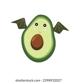 Cute dragon avocado. Symbol of New Year 2024. Lunar zodiac card.