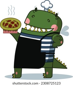 
cute dragon baker made a cake