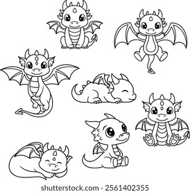 Cute Dragon Bundle Fantasy Kids Mythical Animal 