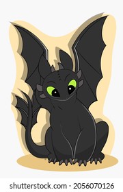 
cute dragon cartoon about dragon toothless black poacher cartoon  vector illustration