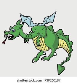 Cute dragon, cartoon, caricature, hand drawn vector illustration. Can be used for baby t-shirt printing, fashion printing design, kids clothes, welcome gift of baby gift and invitation card.