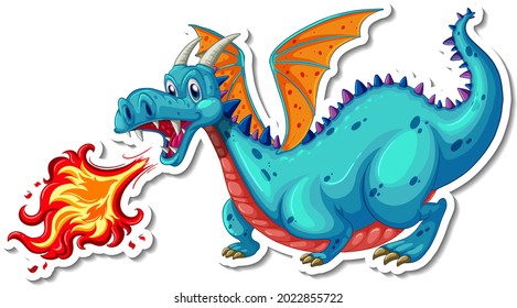 Cute Dragon cartoon character sticker illustration