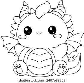 Cute Dragon Cartoon Coloring Page