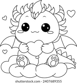 Cute Dragon Cartoon Coloring Page