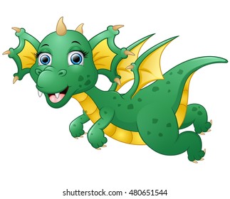 Cute Dragon Cartoon Flying Vector Illustration Stock Vector (Royalty ...