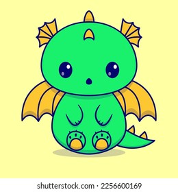 Cute dragon cartoon icon illustration