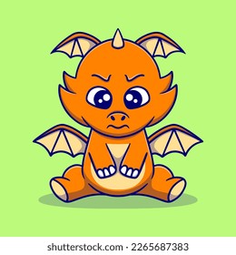 cute dragon cartoon icon illustration