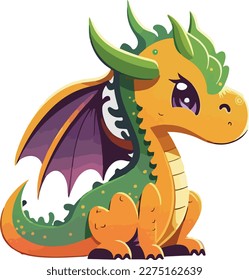 Cute dragon cartoon  illustration isolated