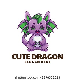 Cute Dragon Cartoon Logo Design