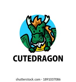 cute dragon cartoon logo vector icon illustration