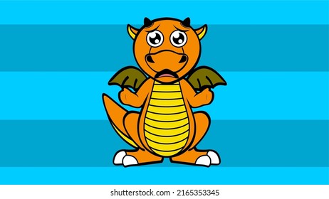 süße Drachencartoon-Posterhintergrund-Illustration im Vektorformat