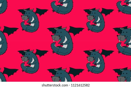 cute dragon cartoon, seamless pattern