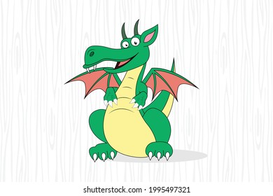 cute dragon cartoon, simple vector illustration