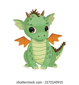 Cute dragon in cartoon style. Children's illustration.