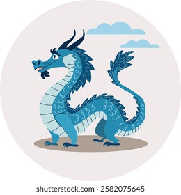 Cute dragon cartoon style illustration. Fairytale monster. Cartoon character isolated dragon dinosaur on white background