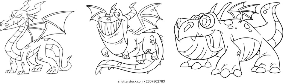 Cute Dragon Character For Coloring Page, Creative Coloring Experiences with Dragon Pages.	
