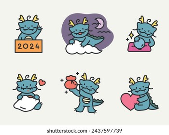 Cute dragon character. New Year's character 2024.