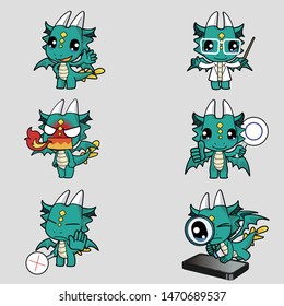 cute dragon character.  vector illustration set