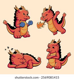 cute Dragon character vector illustration