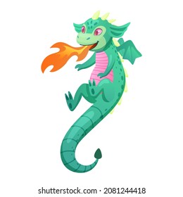 Cute dragon characters, cartoon dragon characters. Isolated on a white background. Vector cartoon illustration