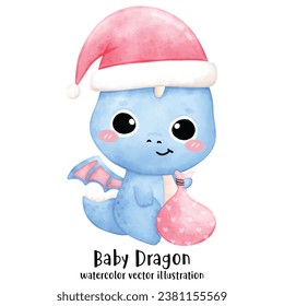 Cute dragon in Christmas. Pink christmas. Year of the dragon