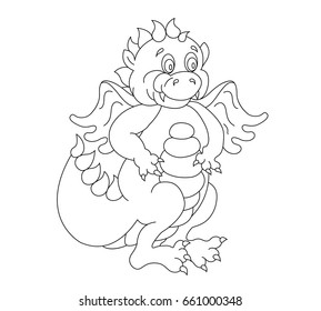 Cute dragon for coloring book
