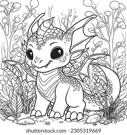 Cute Dragon coloring pages for kids and adults 