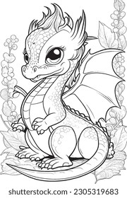 Cute Dragon coloring pages for kids and adults 