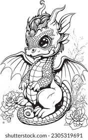 Cute Dragon coloring pages for kids and adults 