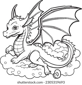 Cute Dragon coloring pages for kids and adults 