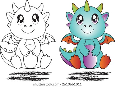 Cute Dragon coloring pages for kids and adults