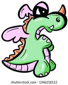 Cute Dragon Dinosaur Cartoon Illustration Character