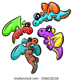Cute Dragon Dinosaur Cartoon Illustration Character