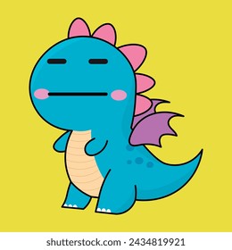 
Cute dragon, drake emotion, emoji, illustration in childish theme and colors, vector collection