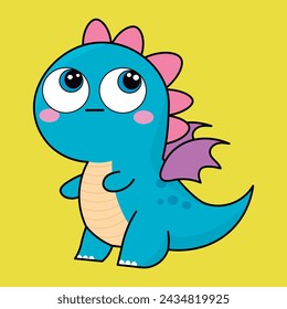 
Cute dragon, drake emotion, emoji, illustration in childish theme and colors, vector collection